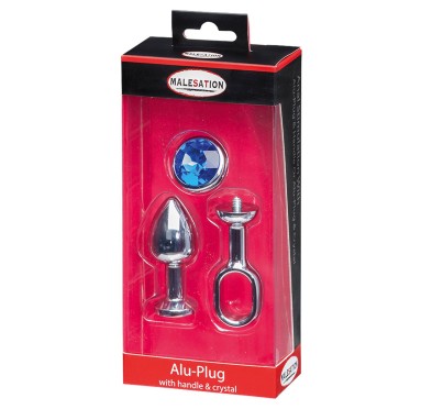 MALESATION Alu-Plug with handle & crystal small, chrome